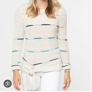 NIC + ZOE | Fresh Path linen blend tie front pullover sweater top sz XL